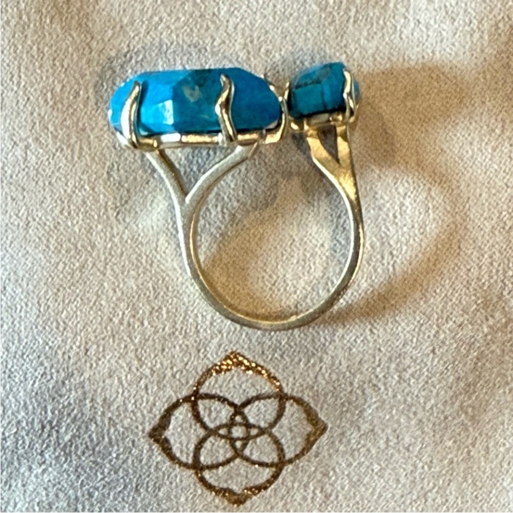 Kendra Scott Gold Kayla Ring with Howlite Turquiose-Discounted Shipping - Picture 3 of 6